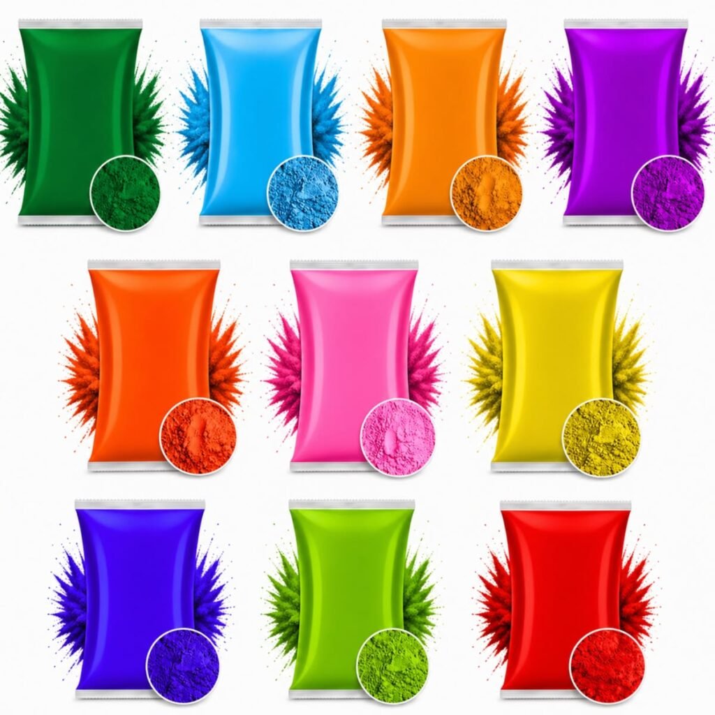 Different Colors of Holi Gulal Powder